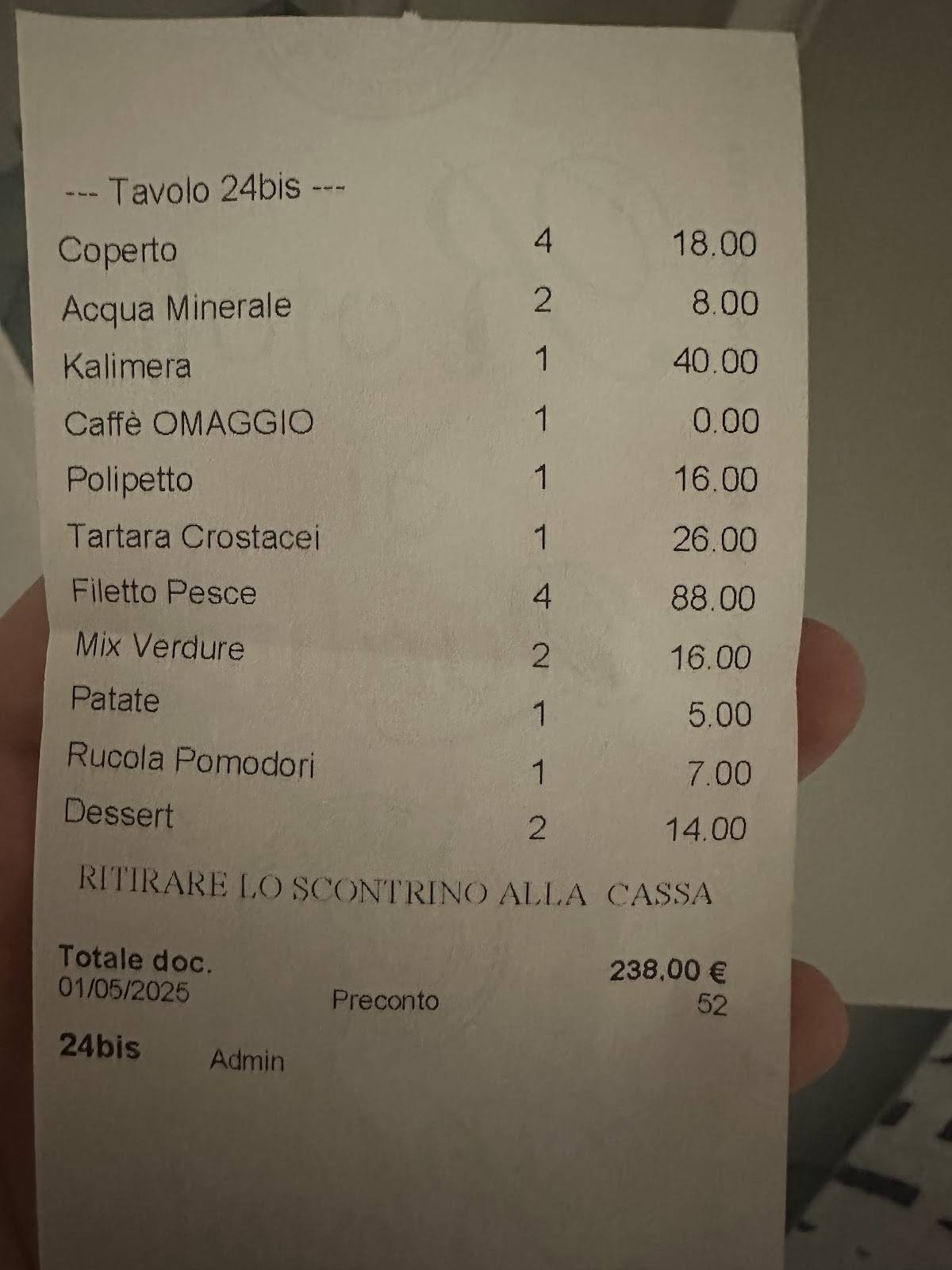 Menu di O Purticciull 