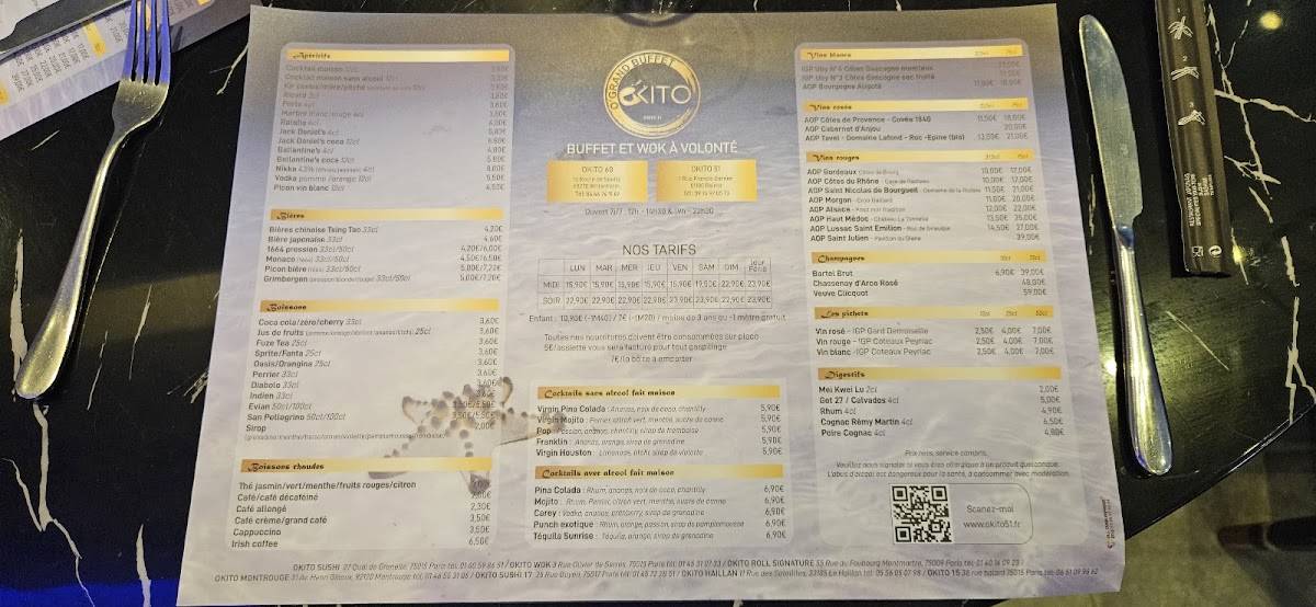 Menu de O'Grand Buffet