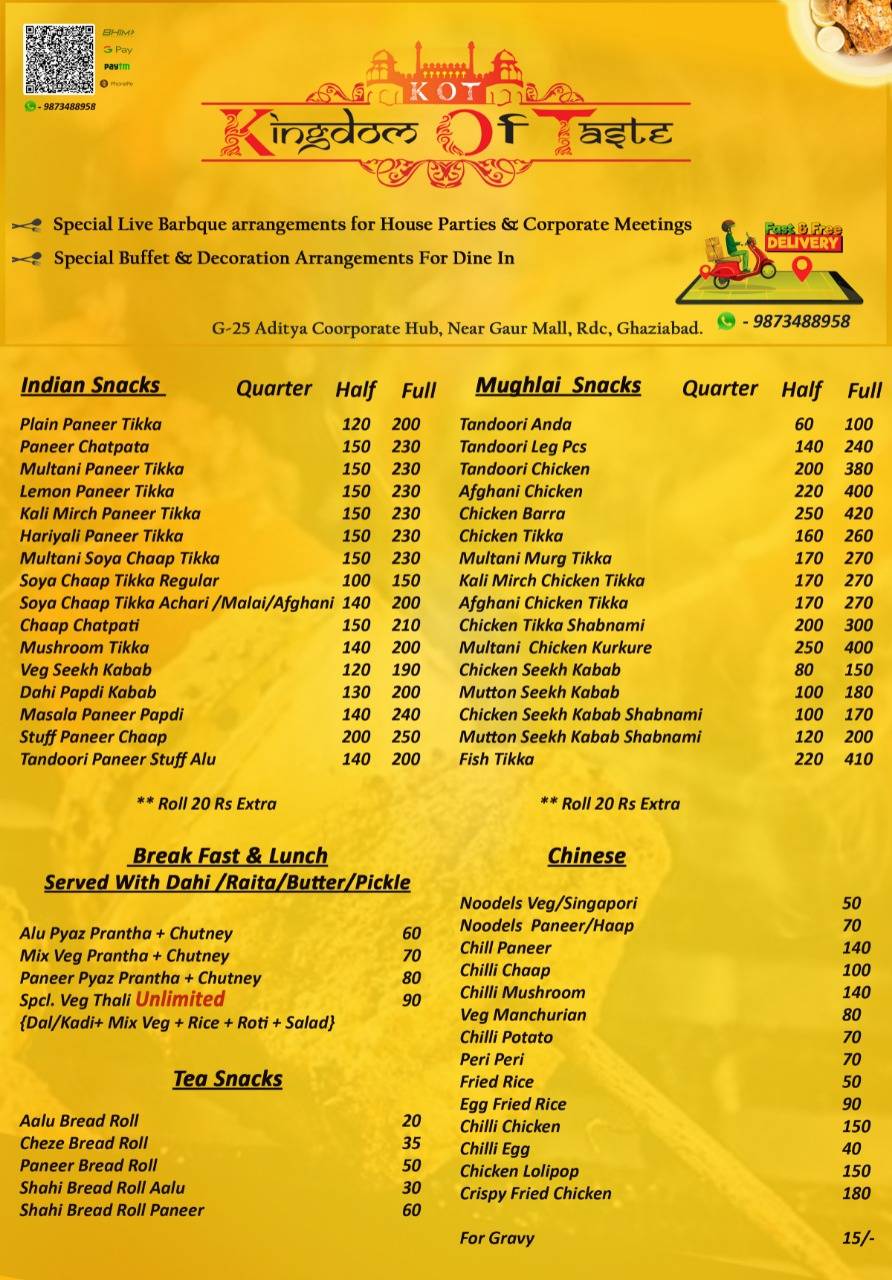 ORIGINAL KINGDOM OF TASTE menu