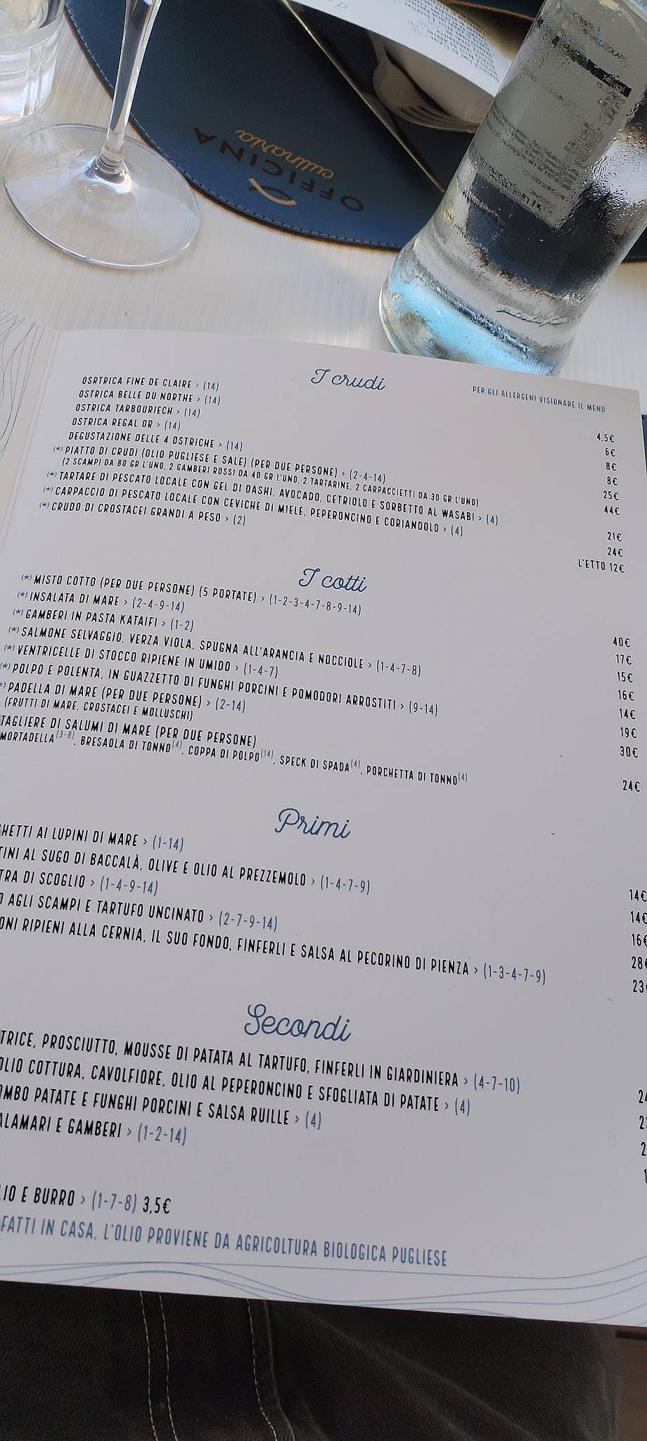 Menu di Officina Culinaria 