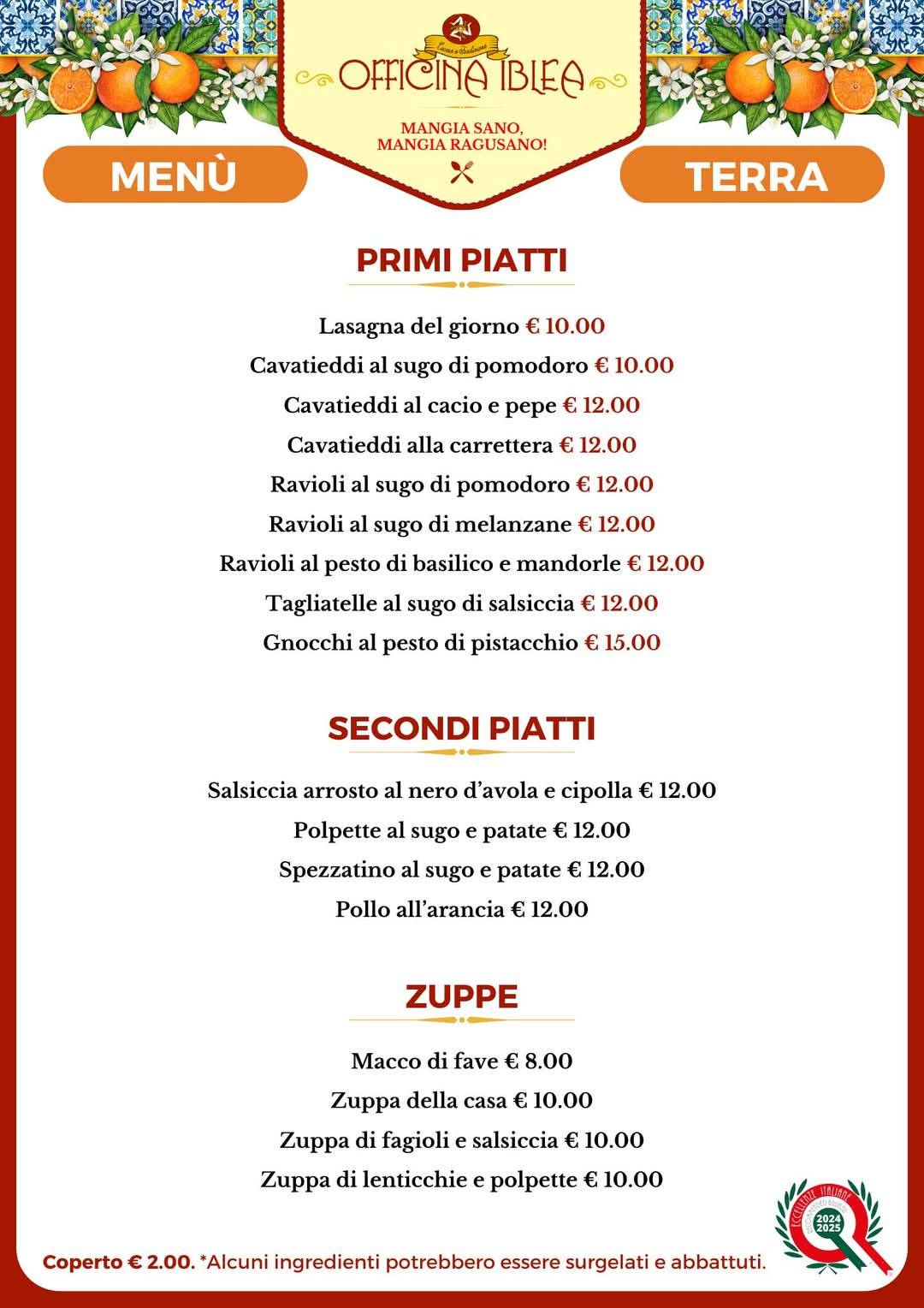 Menu di Officina Iblea 