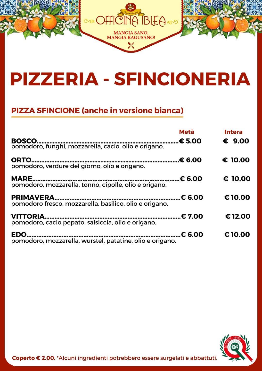 Menu di Officina Iblea 