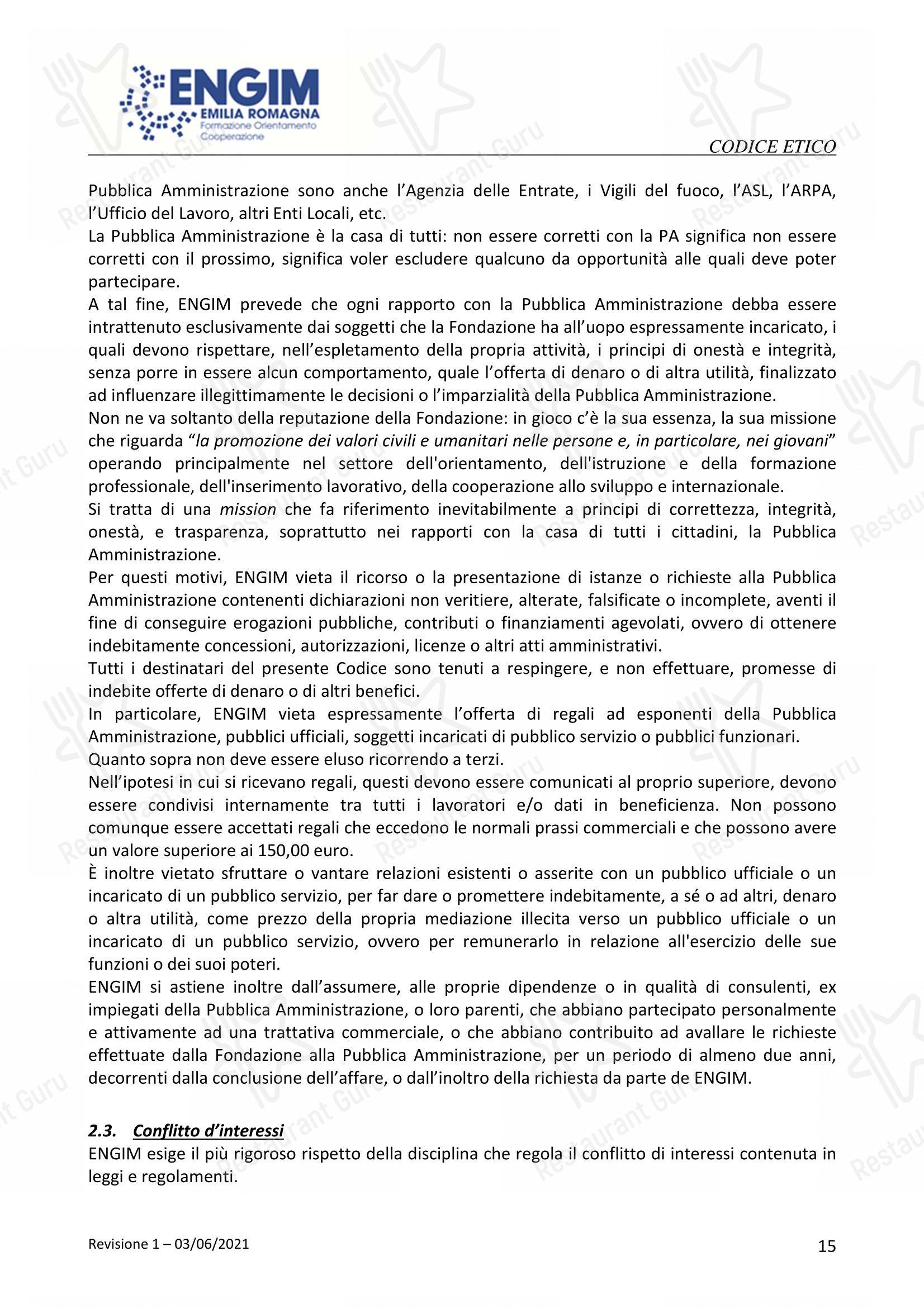 Menu di Officina Ubuntu Orto Botanico - Menu