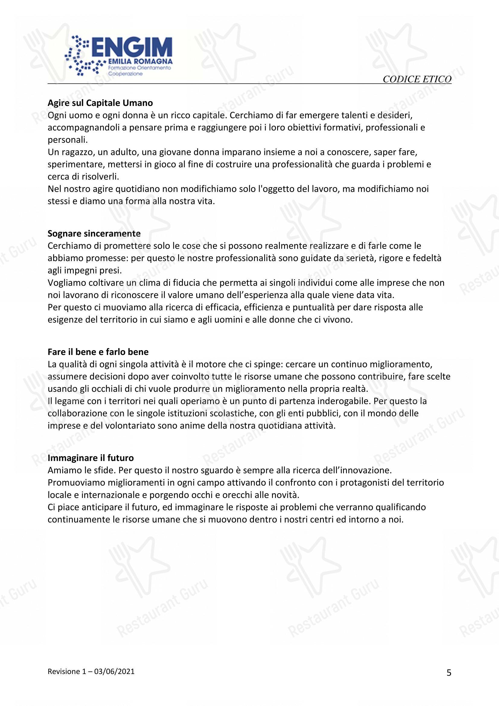 Menu per Officina Ubuntu Orto Botanico in Ravenna