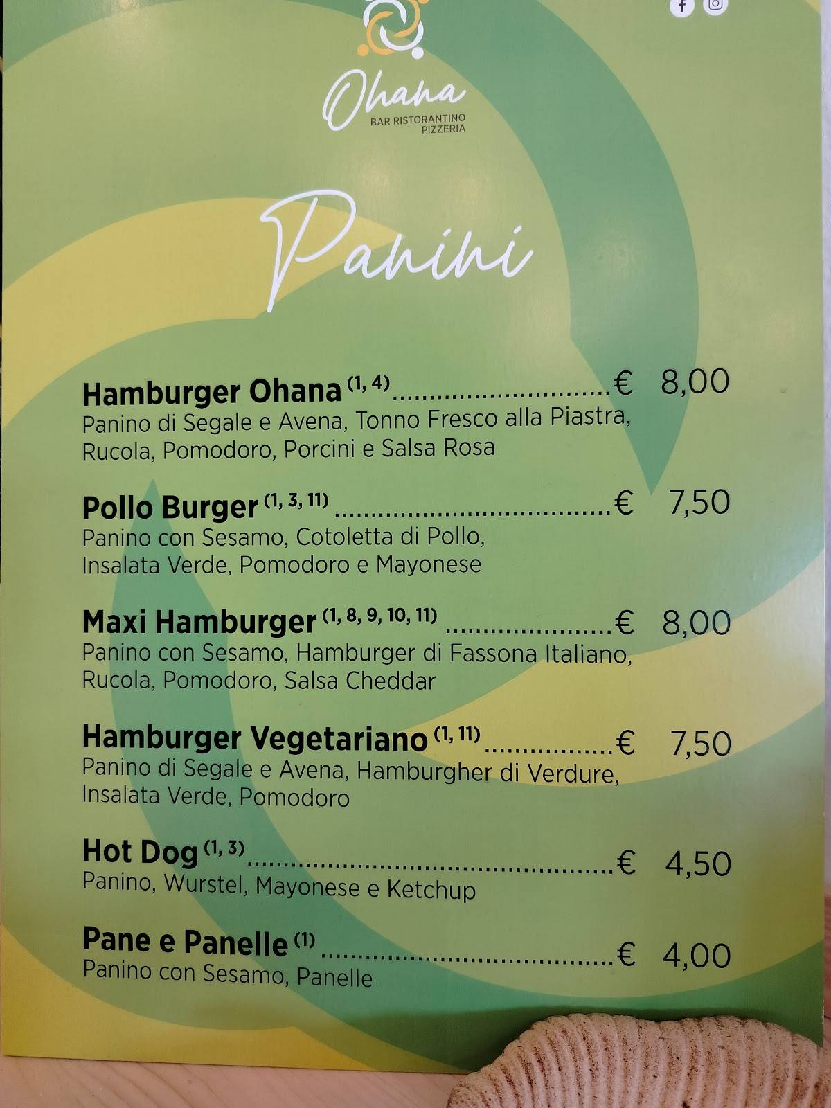 Menu di Ohana Ristorantino 