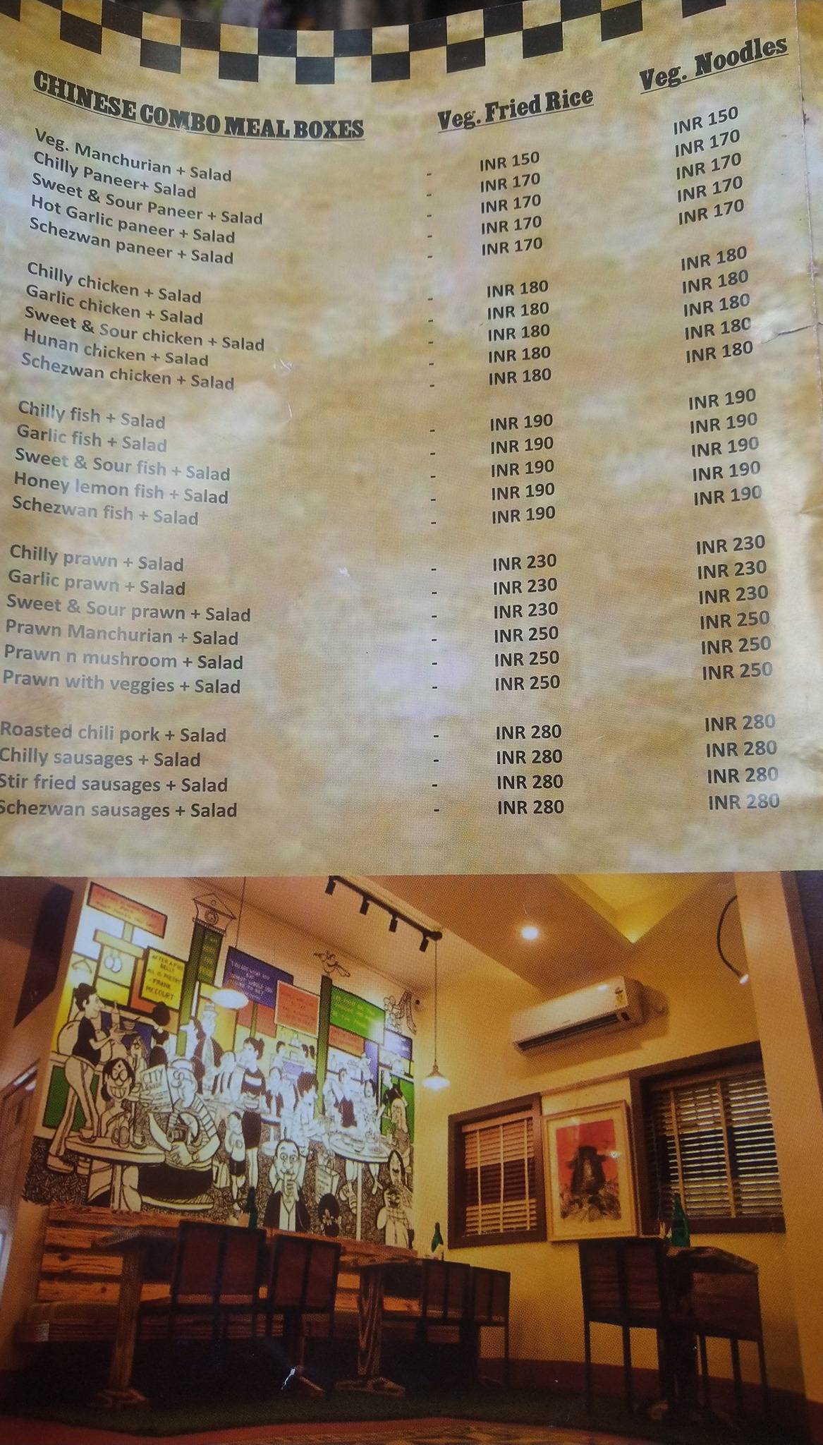 Old Mates menu