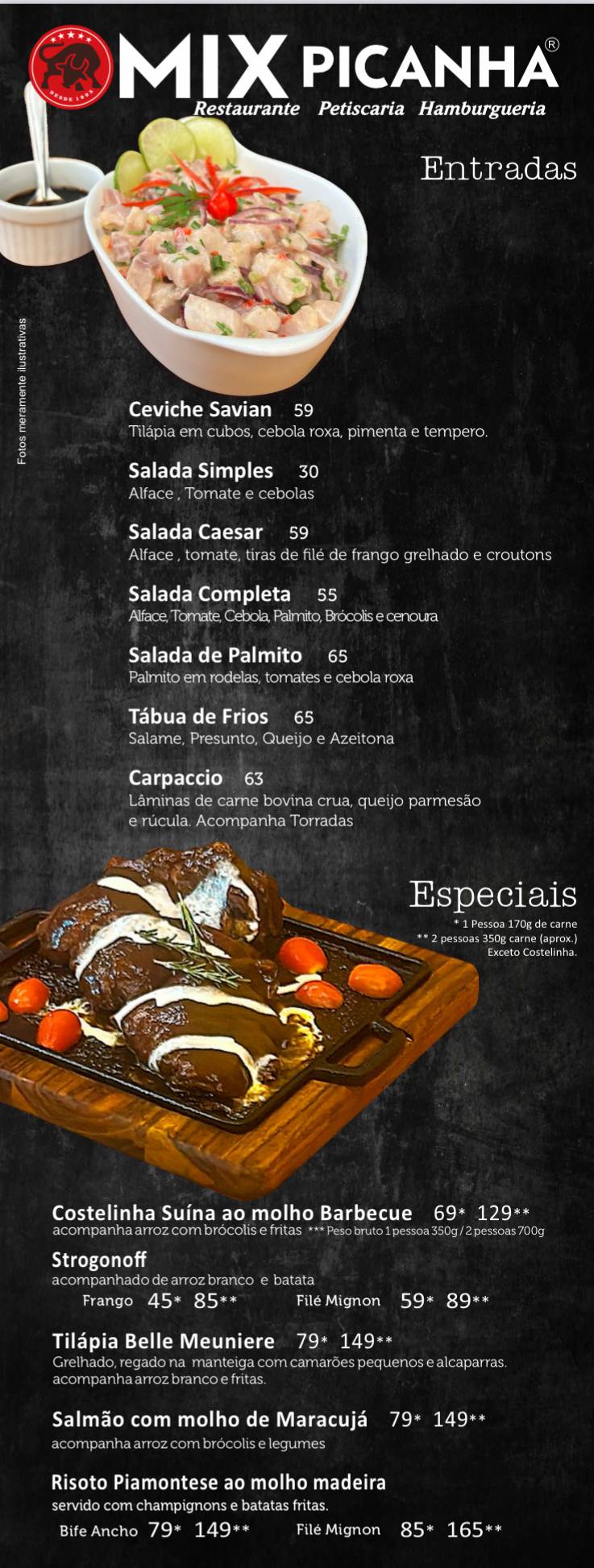 Mix Picanha Olímpia cardápio