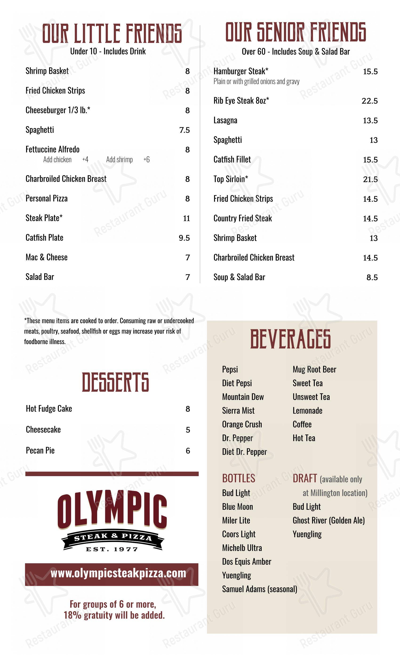 Menu at Olympic Steak & Pizza Atoka steakhouse, Atoka