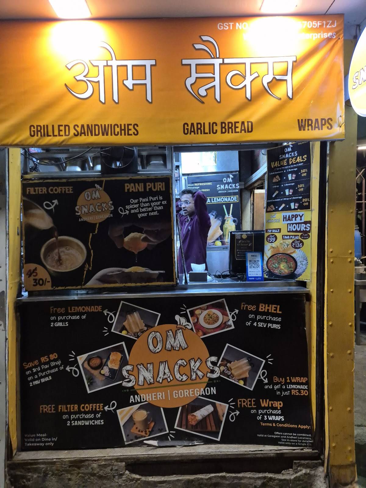 Om Snacks - Sandwiches, Chaat shop, Pav Bhaji Shop, Pizza Delivery, Fast Food Restaurant in Andheri East menu
