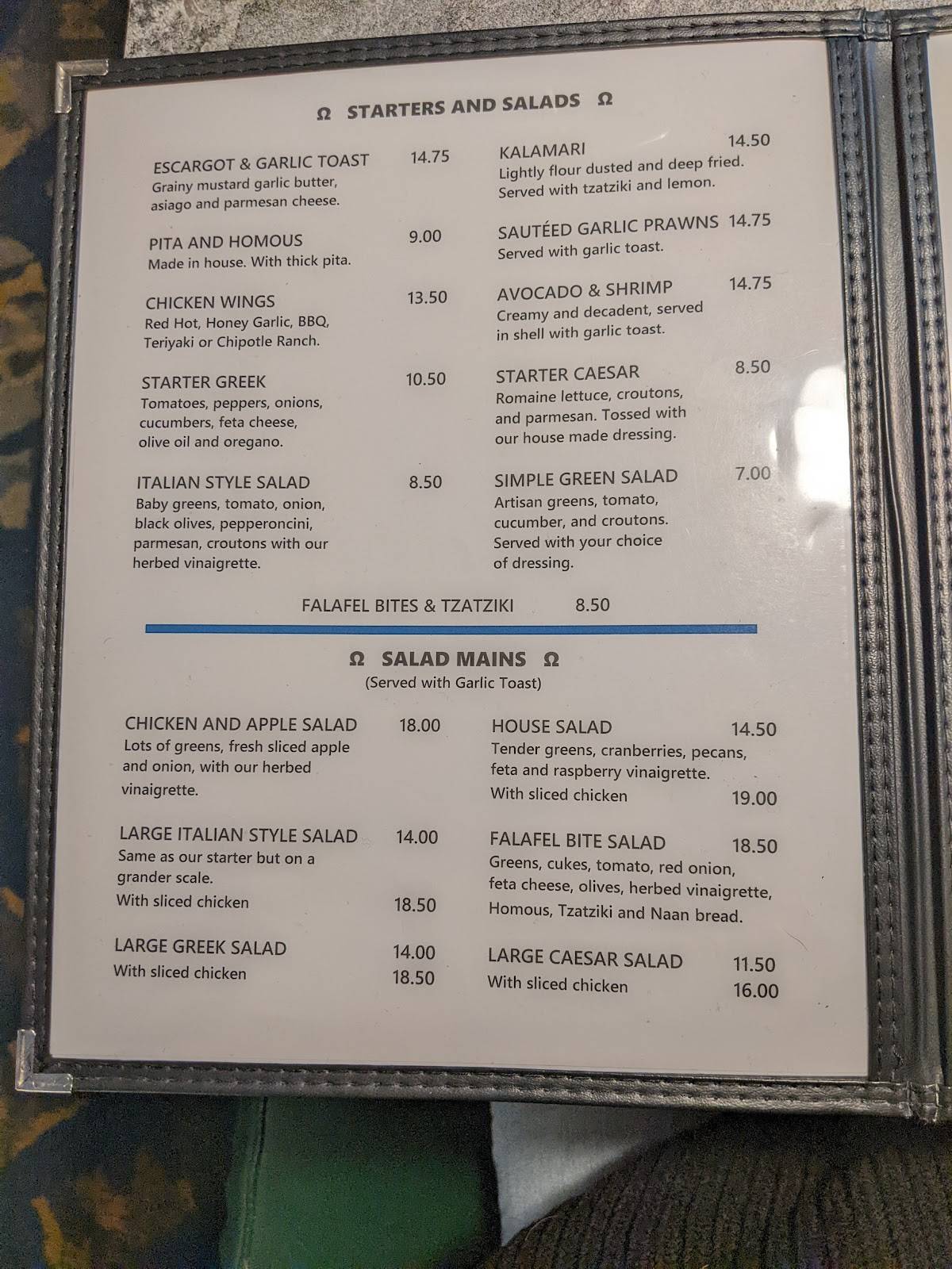 Menu at Omega Restaurant, Grand Forks, Crowsnest Highway