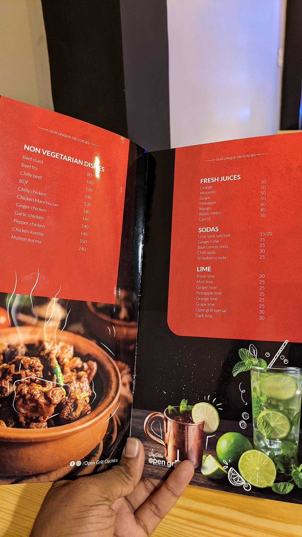 Open grill menu