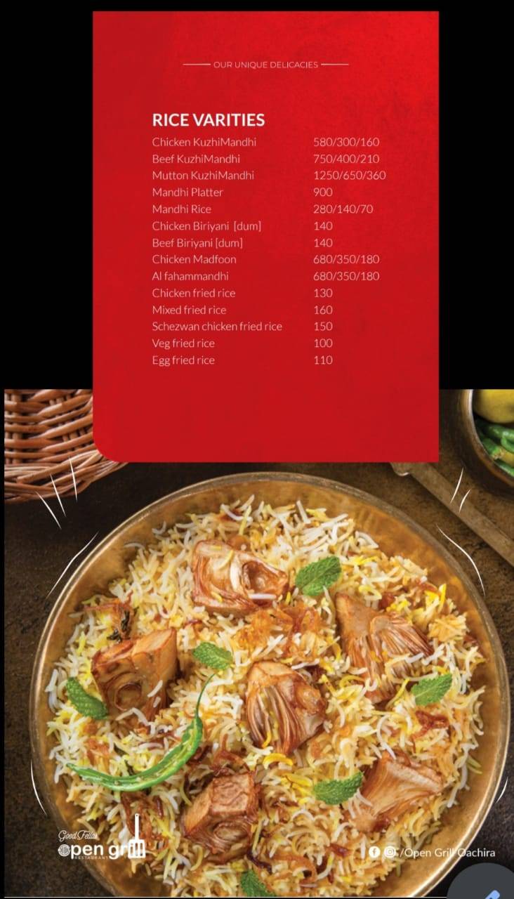 Open grill menu