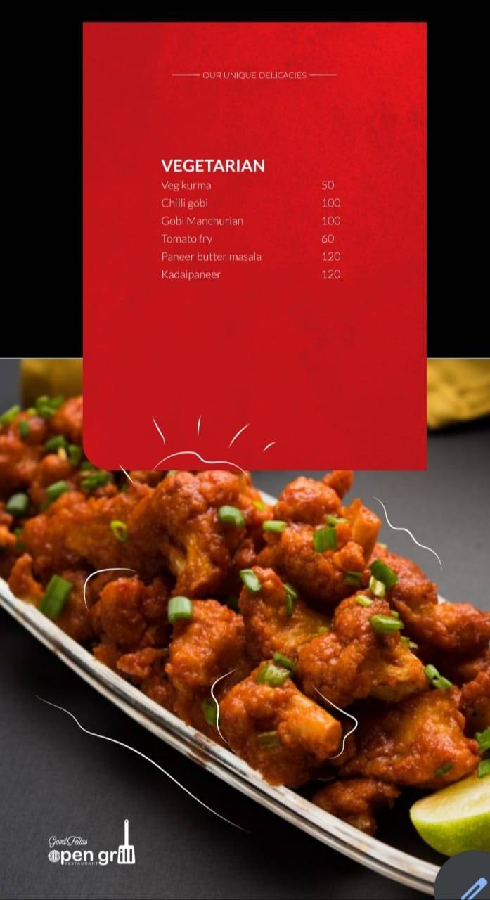 Open grill menu