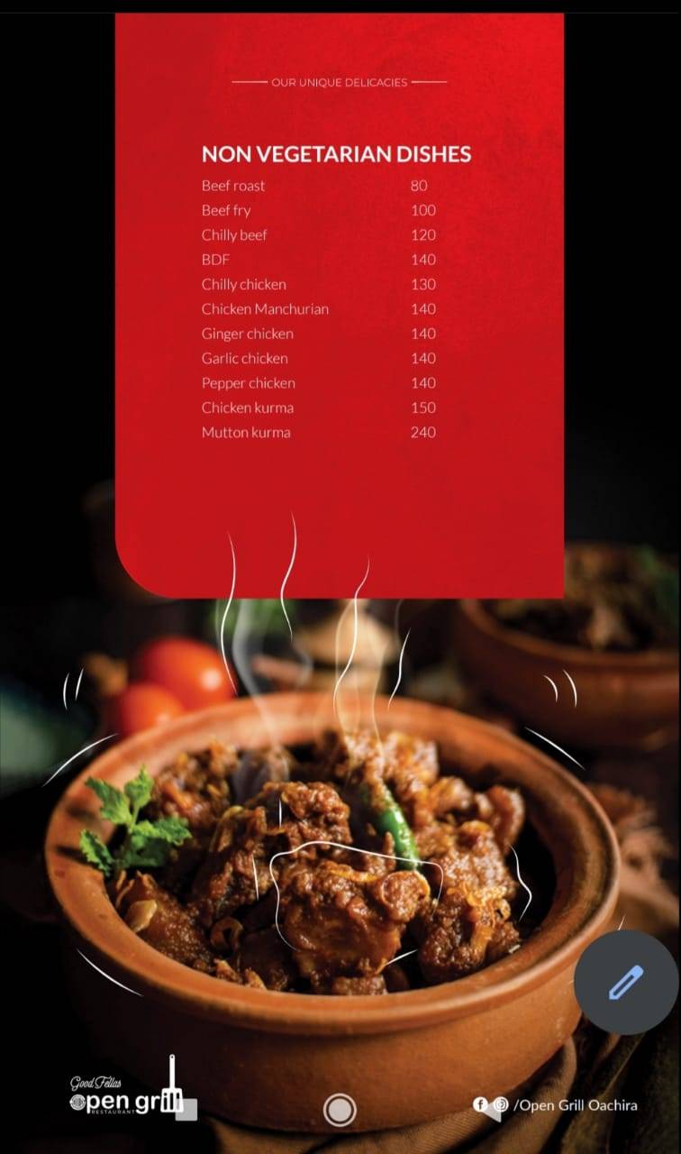 Open grill menu