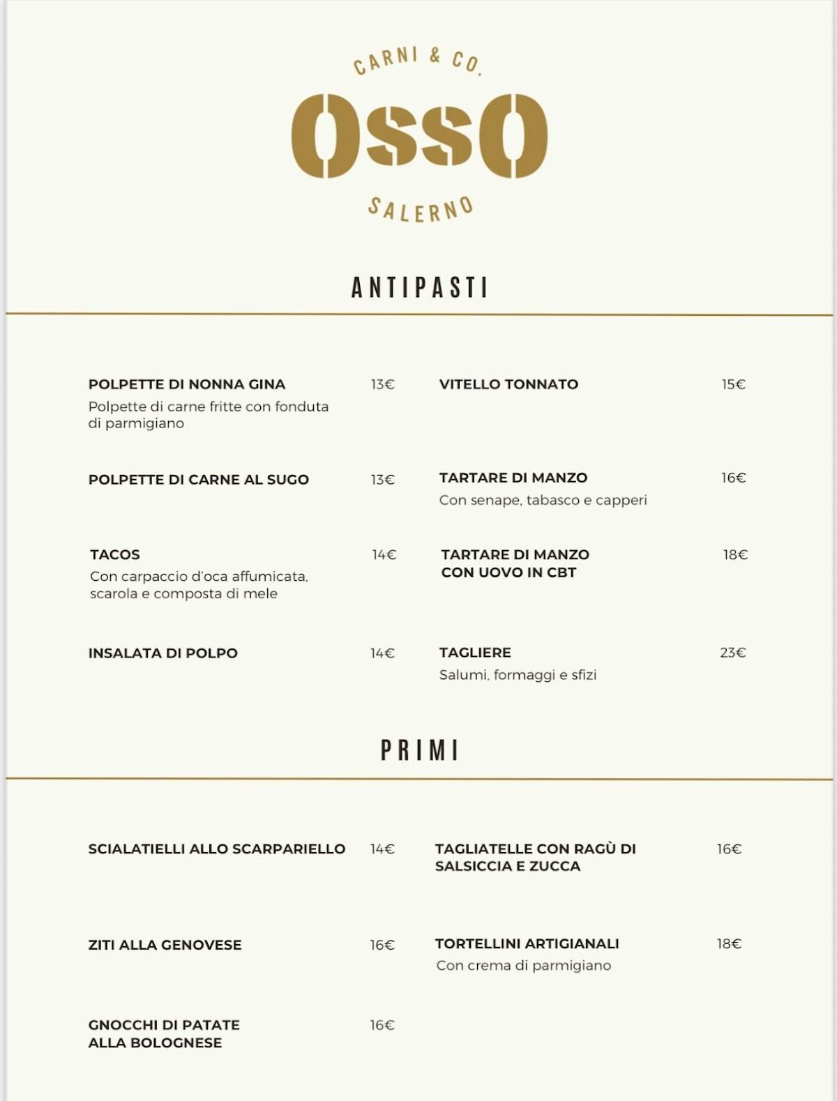Menu di Osso 