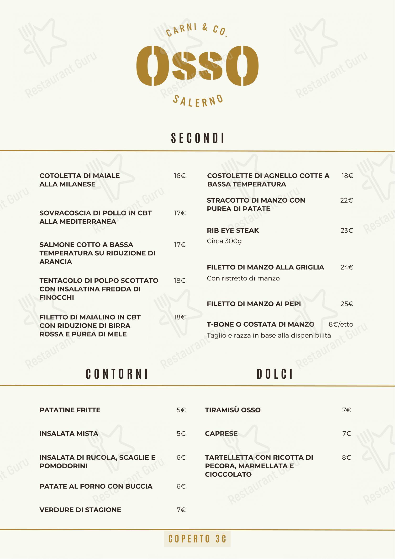 Menu per Osso ristorante