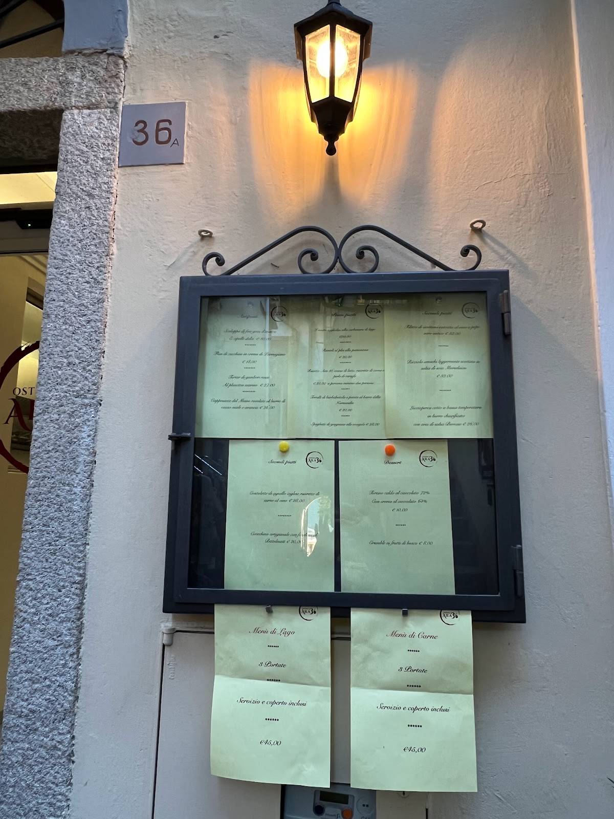 Menu di Osteria Ara 36 