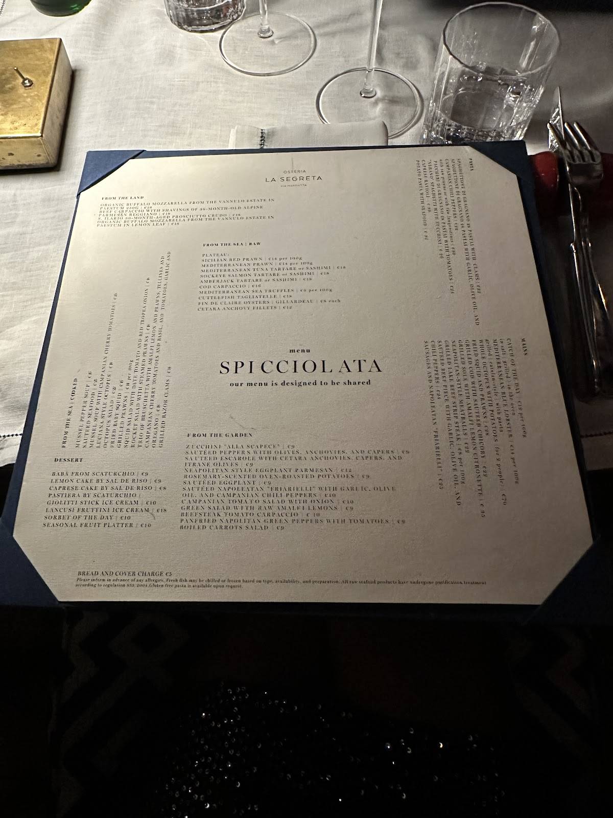 Menu di Osteria La Segreta 
