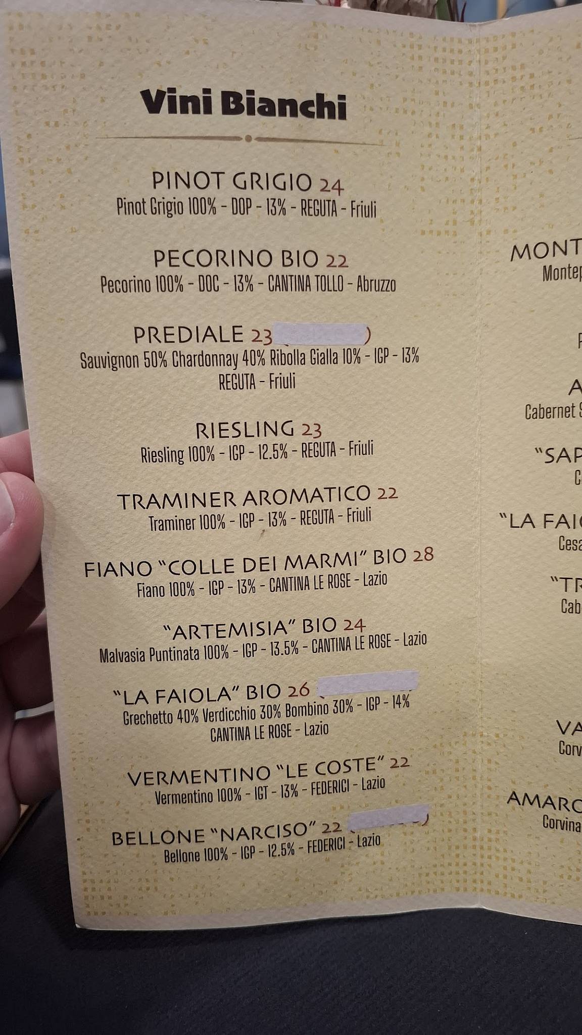 Menu di Osteria Nonna Rosa 