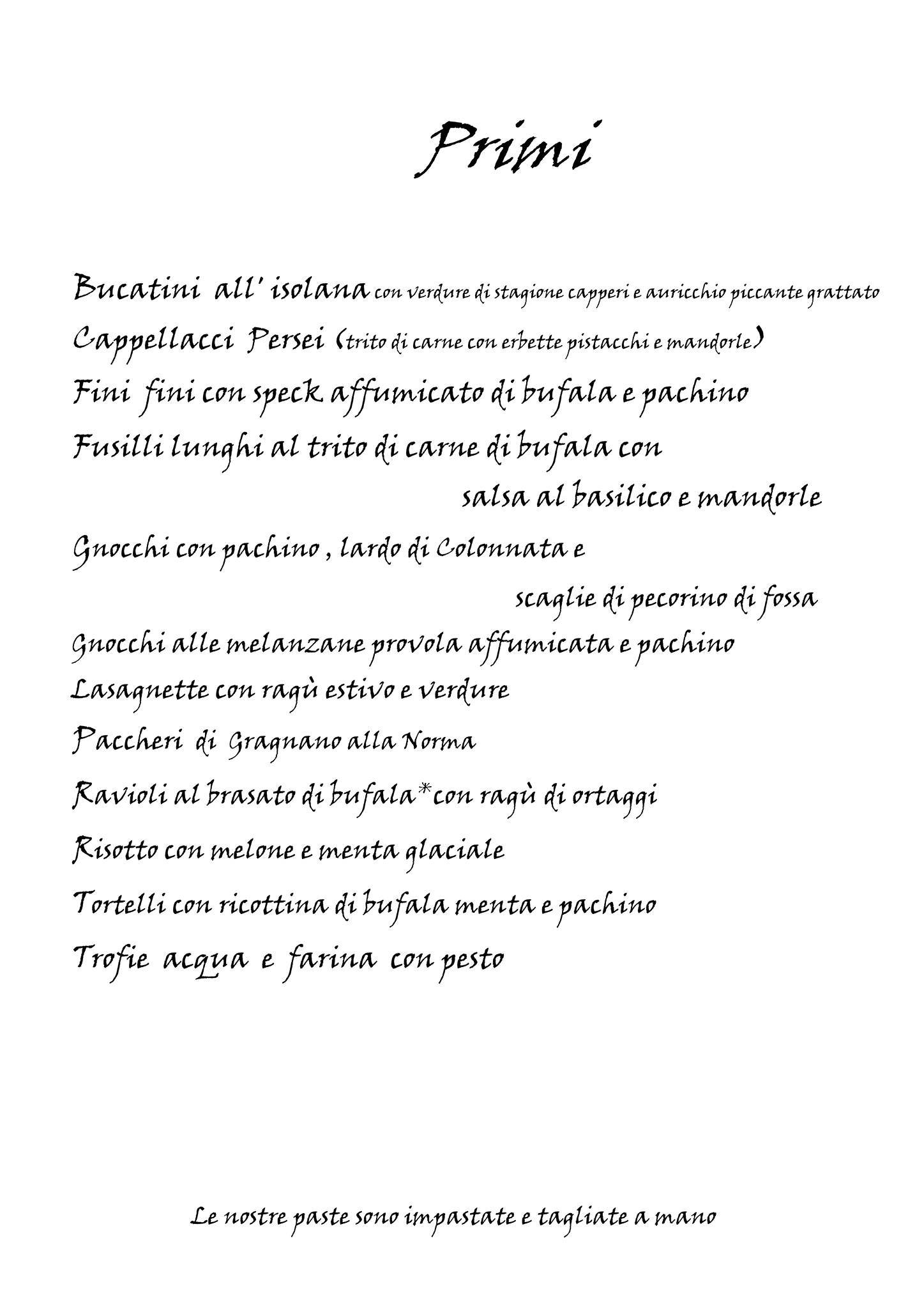 Menu di Osteria Persei Angela Daniela Vani e C 