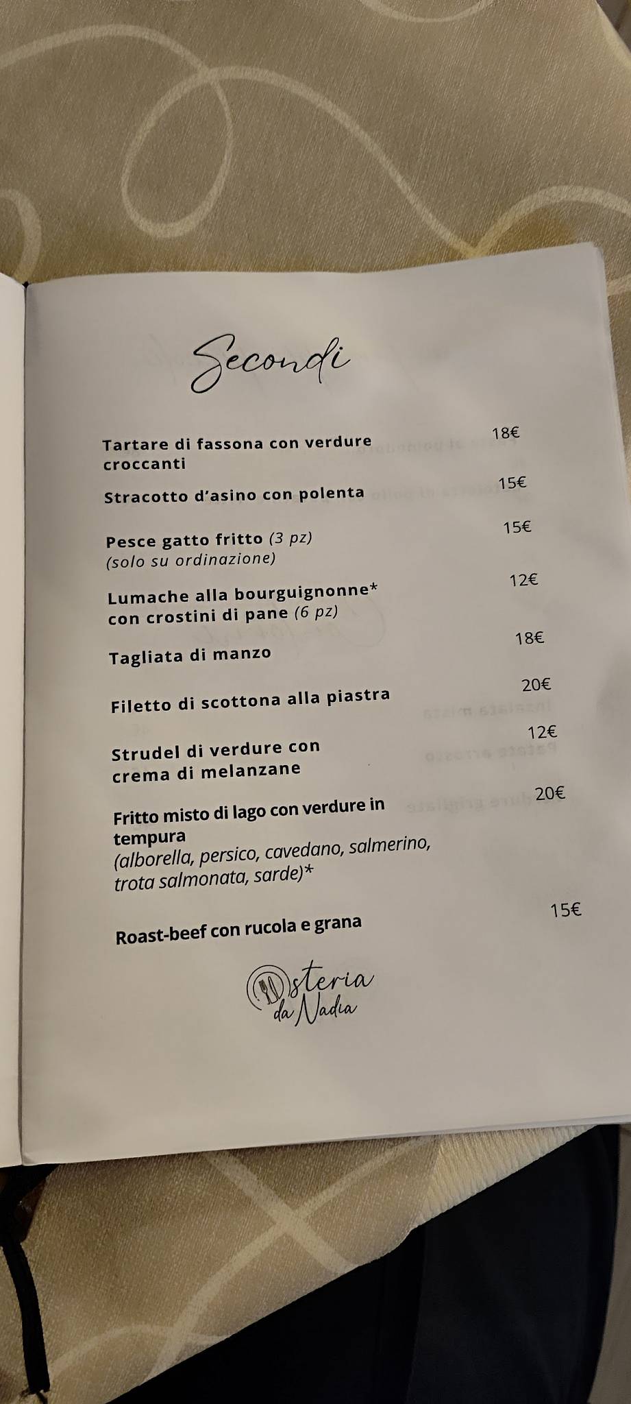 Menu di Osteria da Nadia 