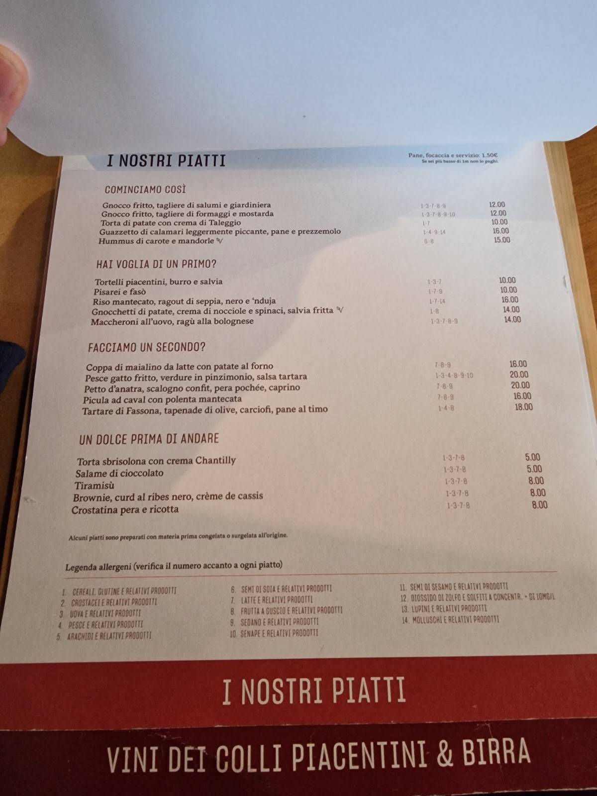 Menu di Osteria della Balera 