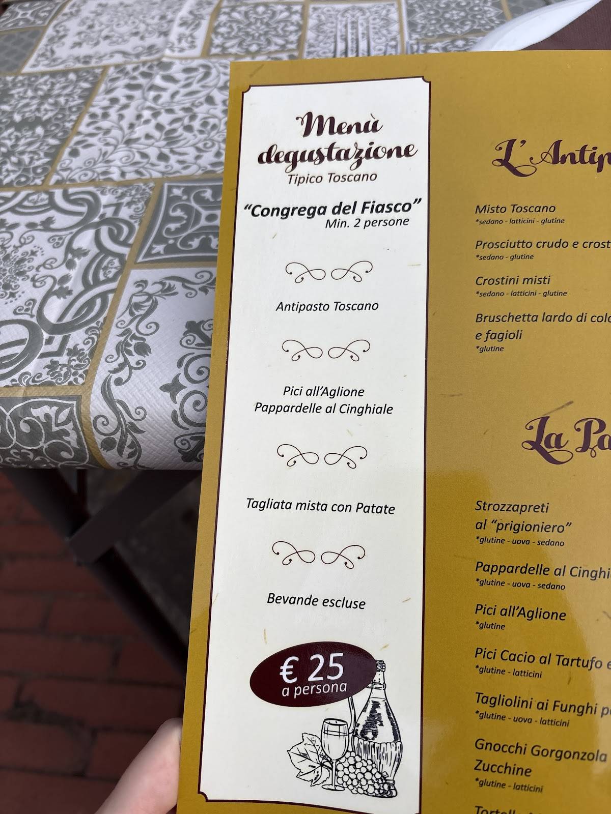 Menu di Osteria il Fiasco 