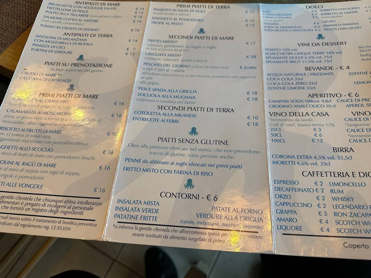 Menu di Osteria la Caletta 