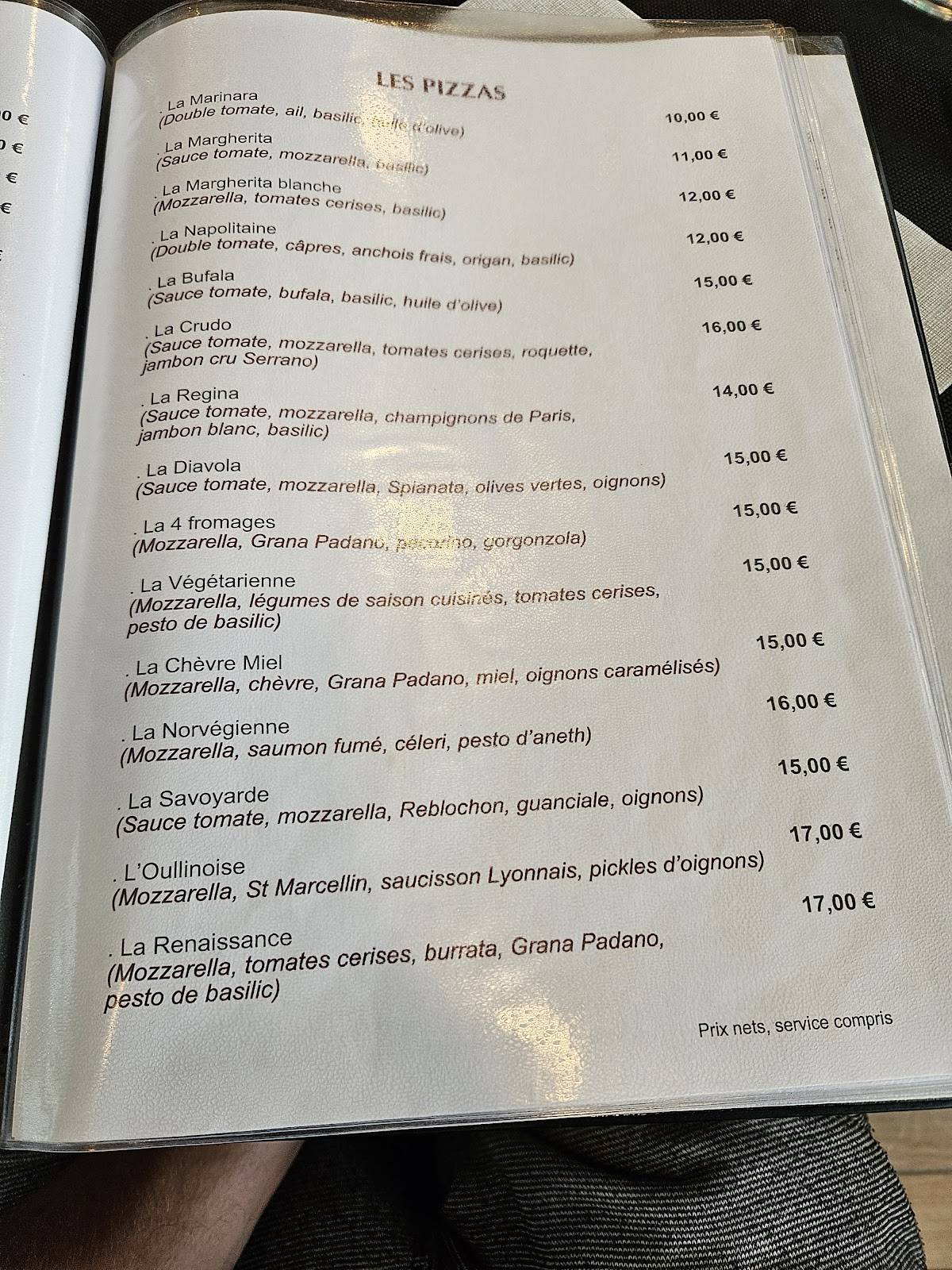Menu de La Renaissance