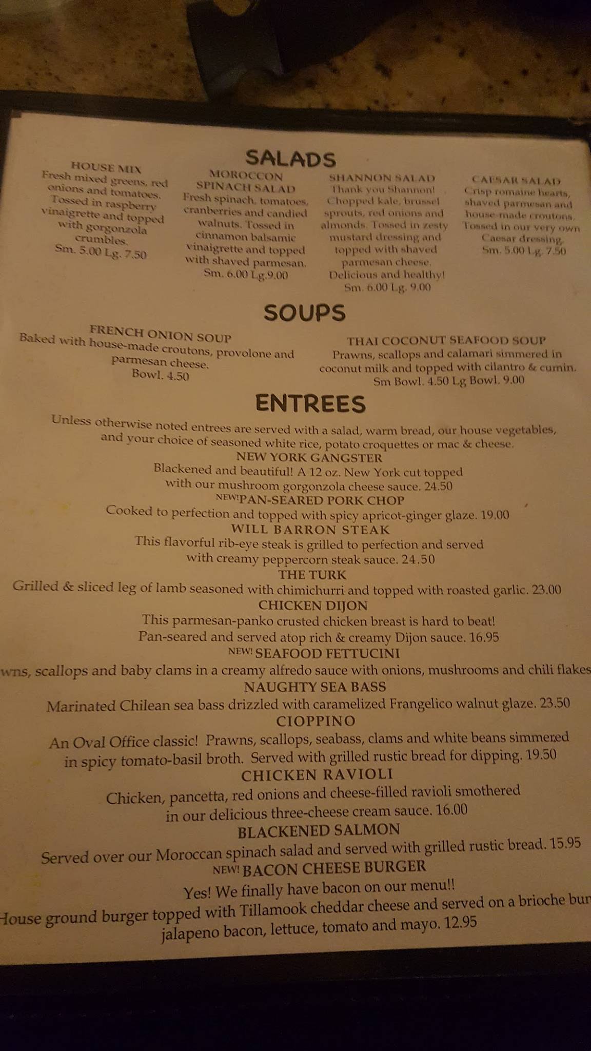 Menu at Oval Office pub & bar, Post Falls
