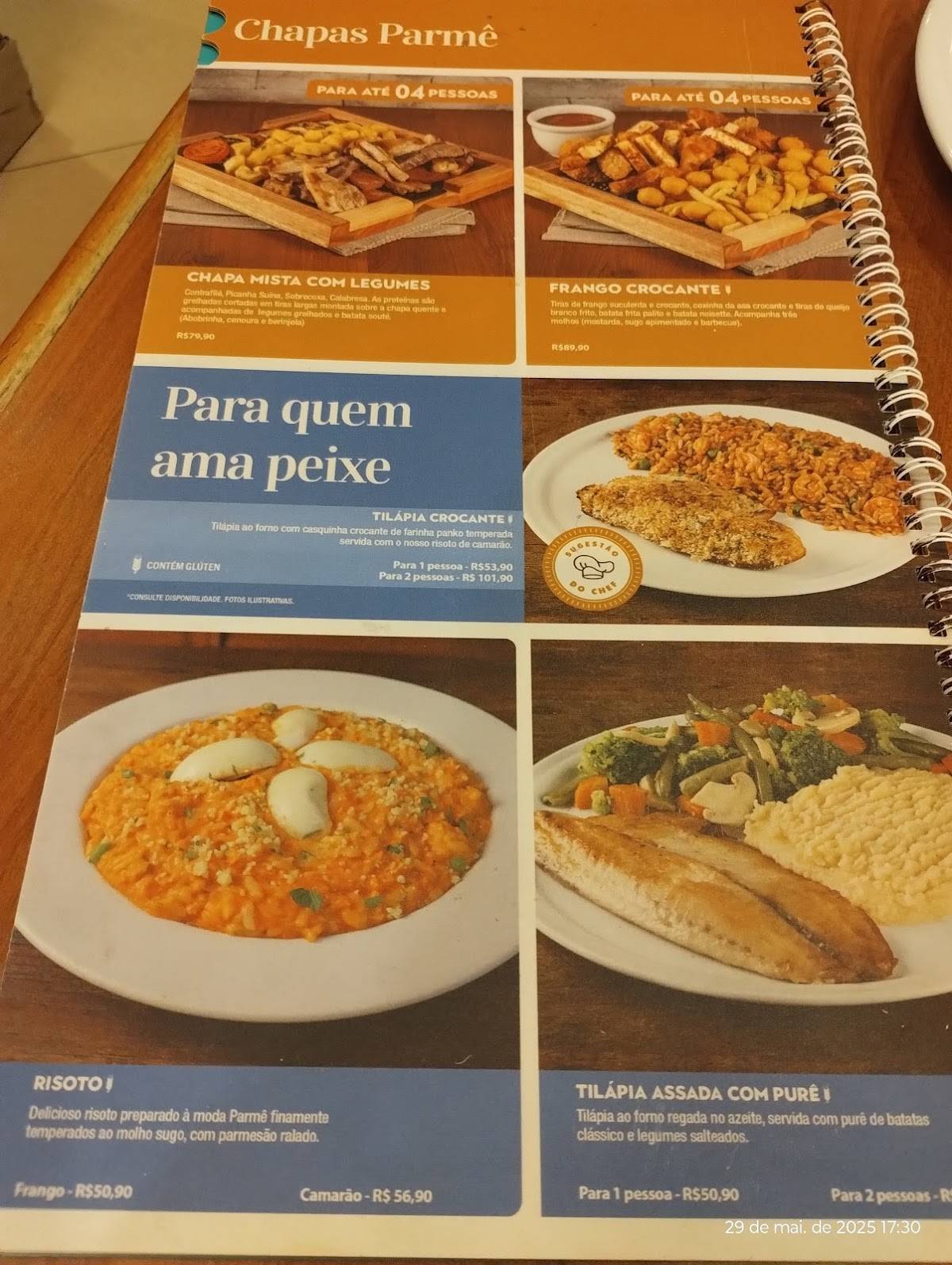 PARME cardápio