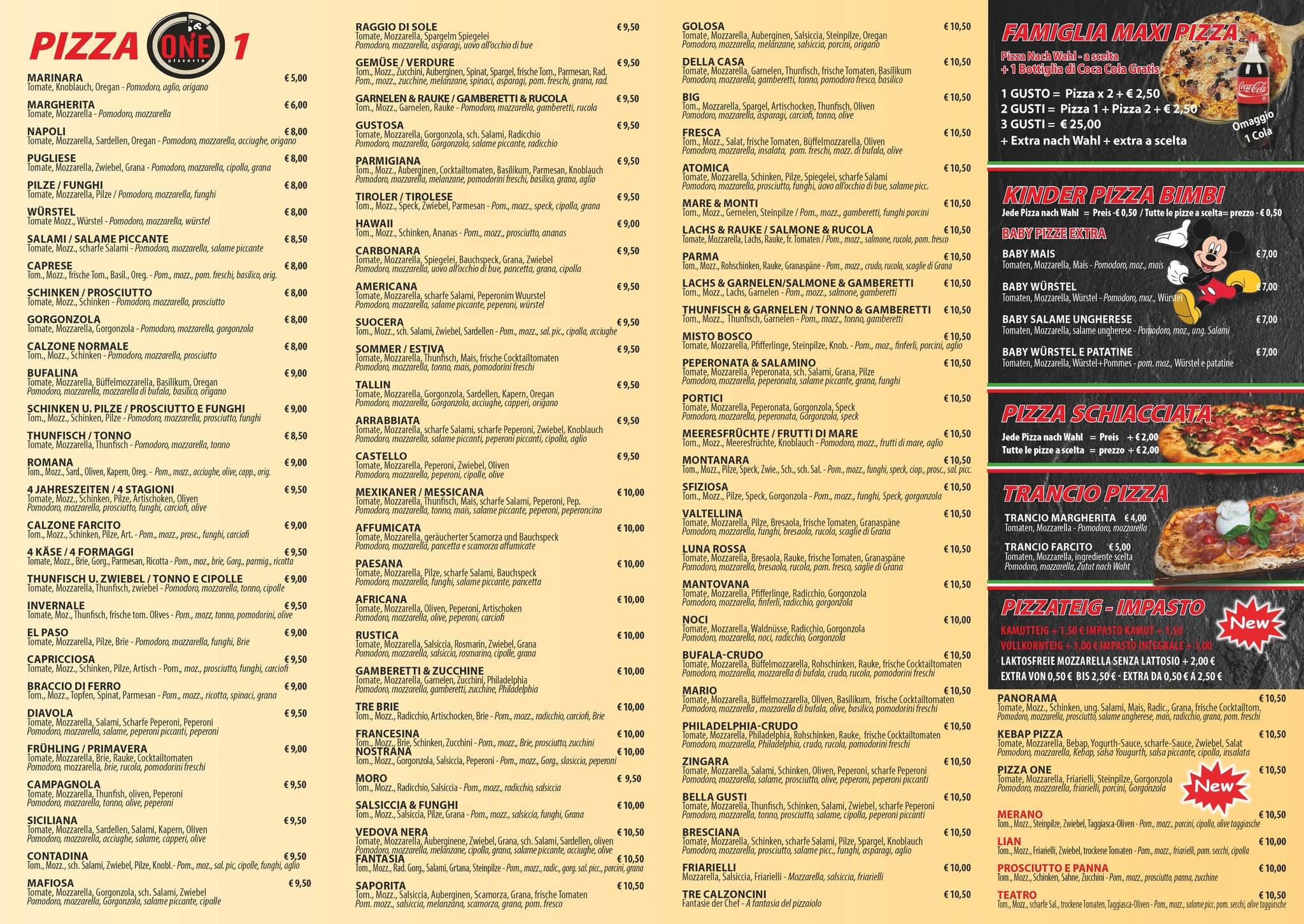 Menu di PIZZA ONE 