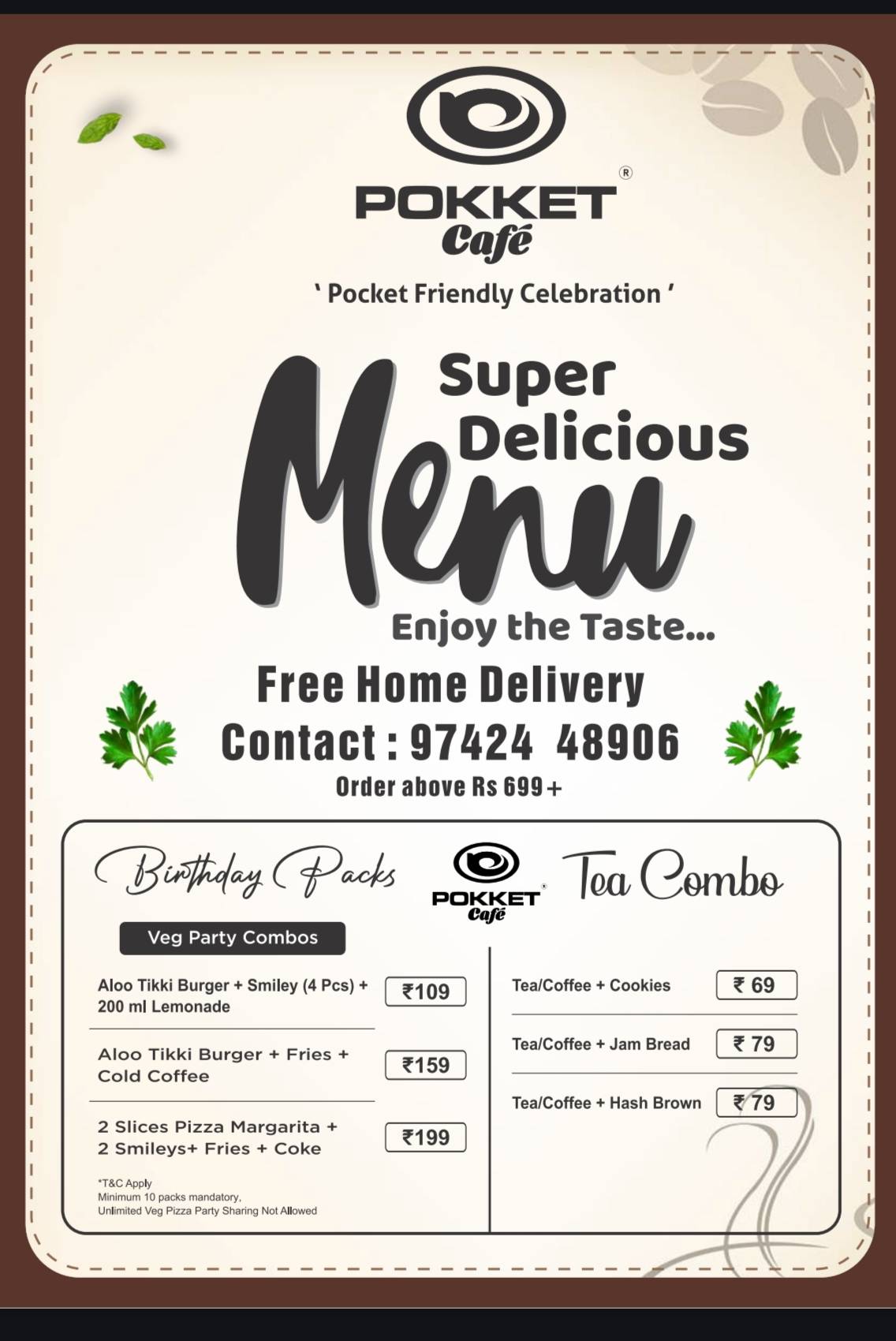 POKKET CAFE DANDELI menu