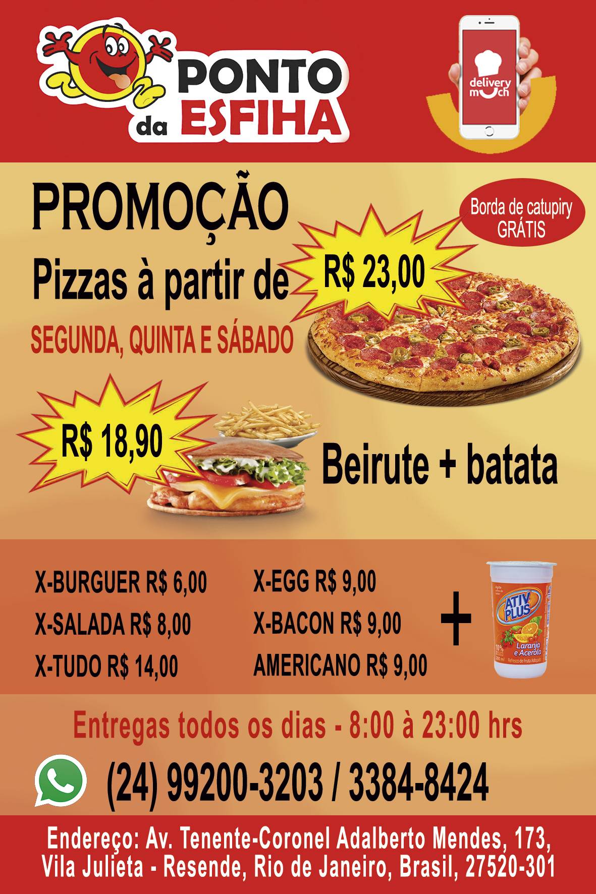 PONTO DA ESFIHA - Pizzas/salgados/lanches - Resende RJ cardápio