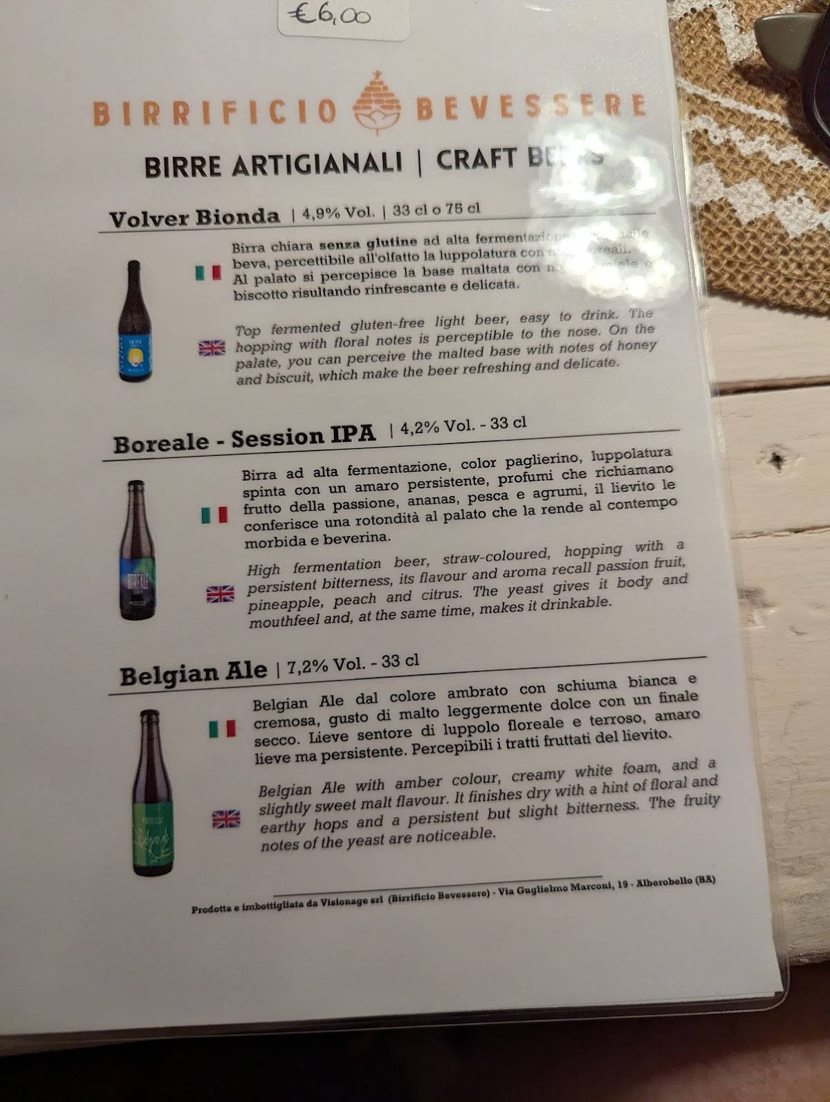 Menu di Paco Wines 