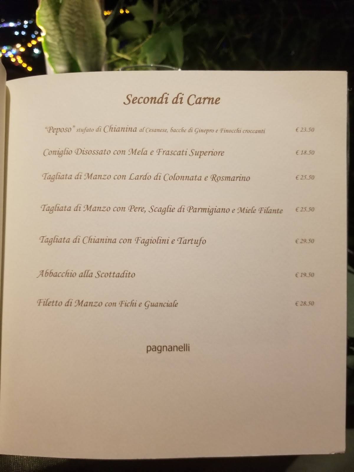Menu di Pagnanelli 