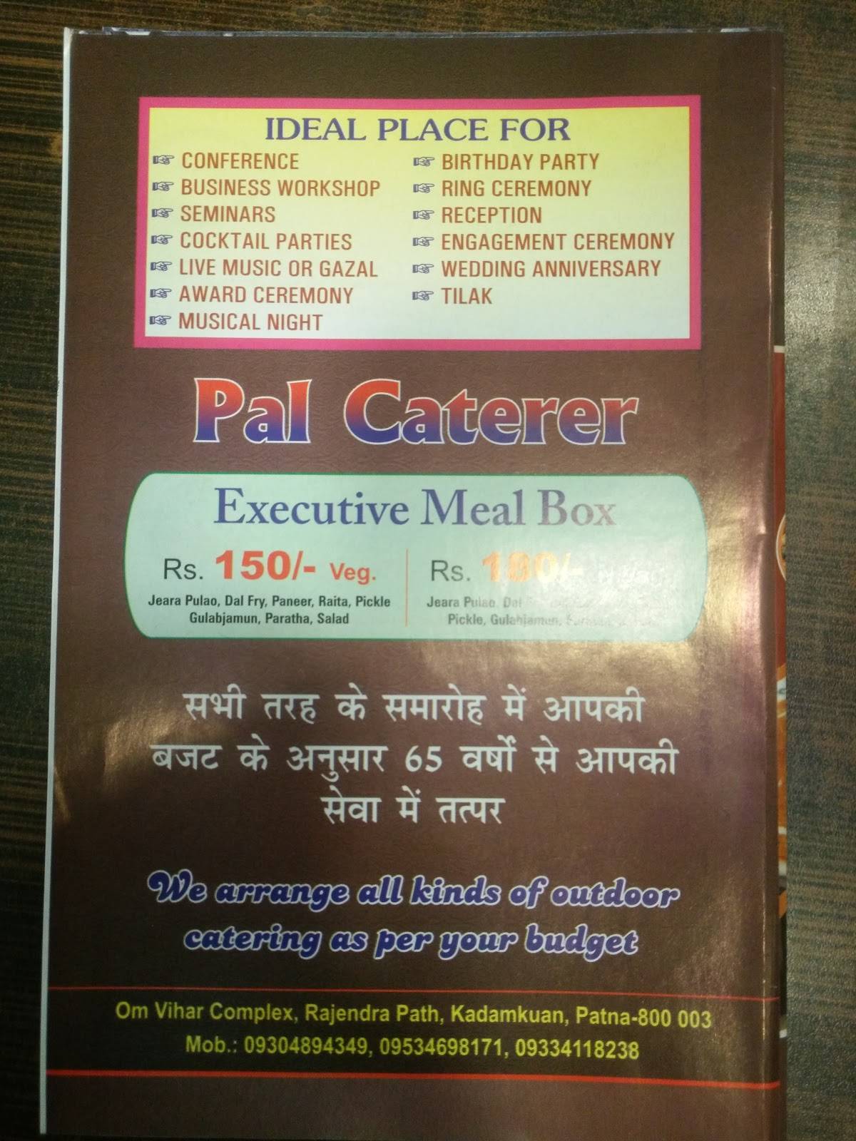 Pal Restaurant menu