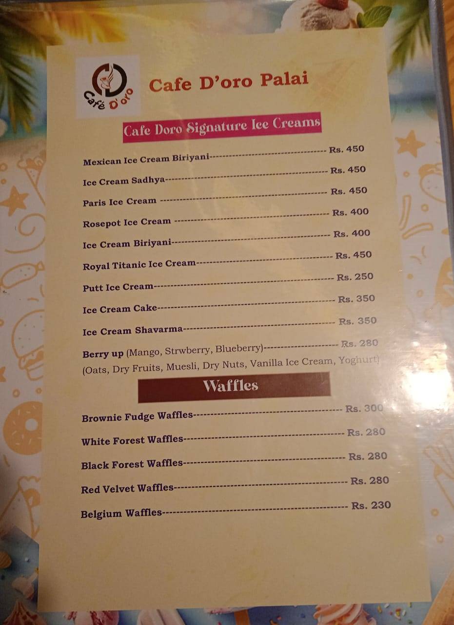 UNCLE'S CAFE DORO PALAI menu