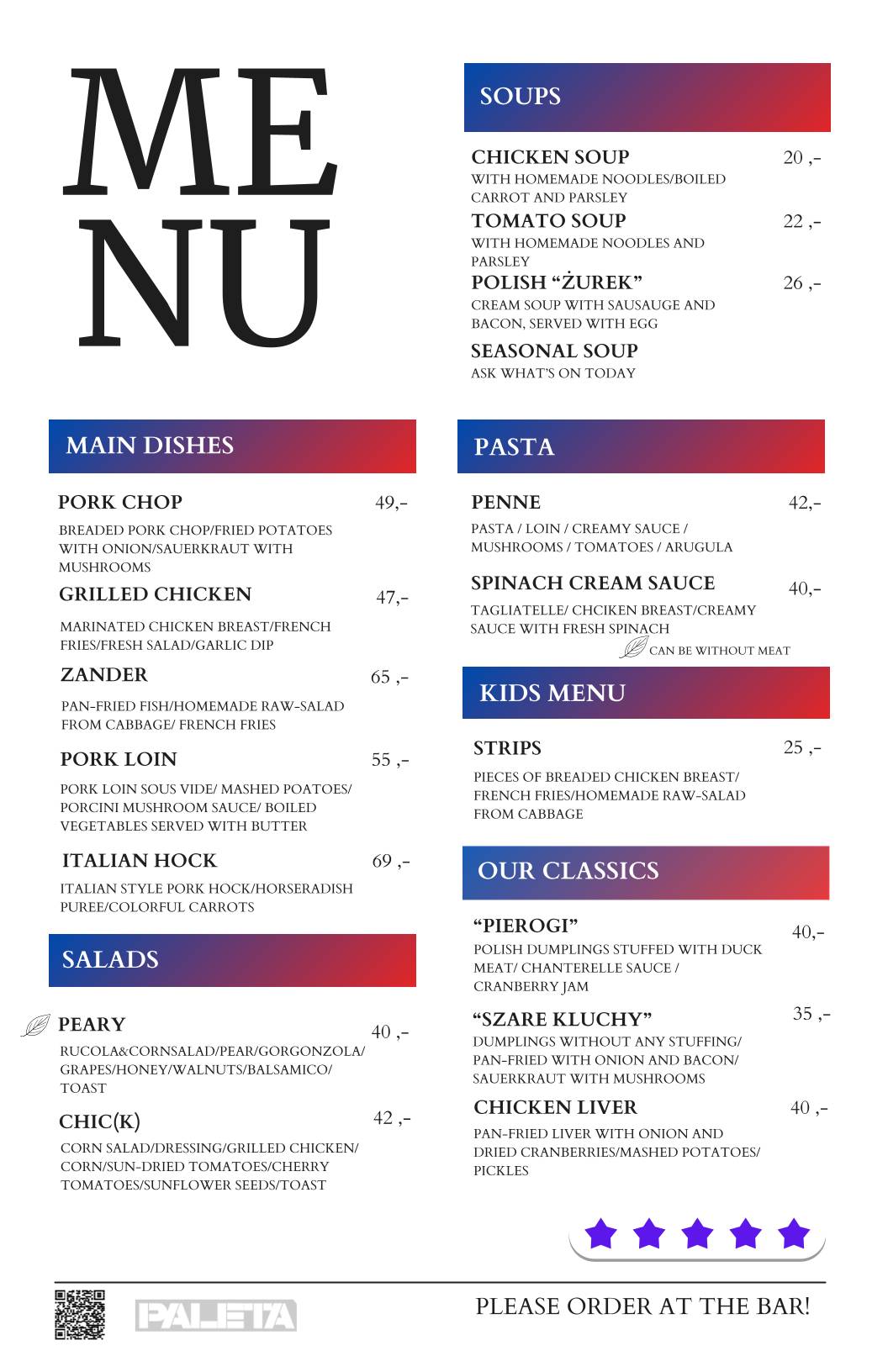 Menu at Paleta Food&Friends restaurant, Kórnik