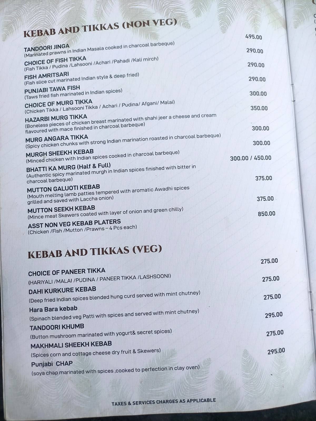 Menu at Palm island restro & lounge, Raipur