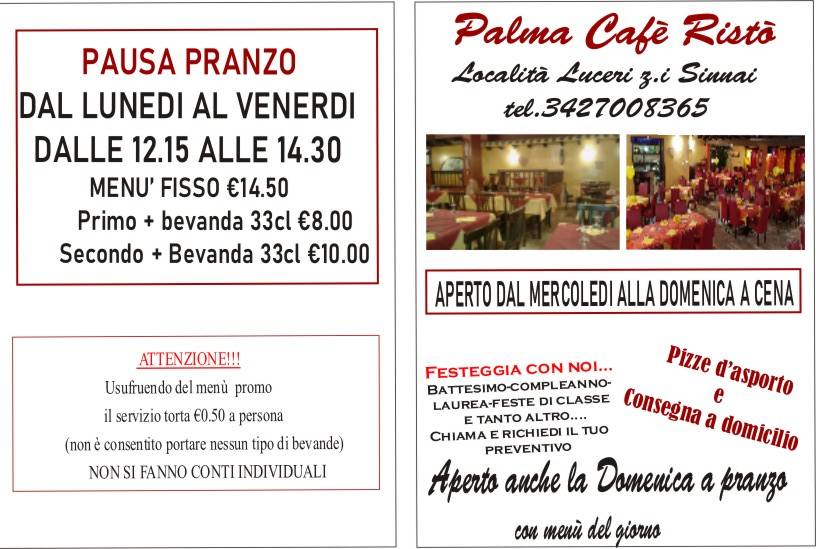 Menu di Palma Cafè Ristò 