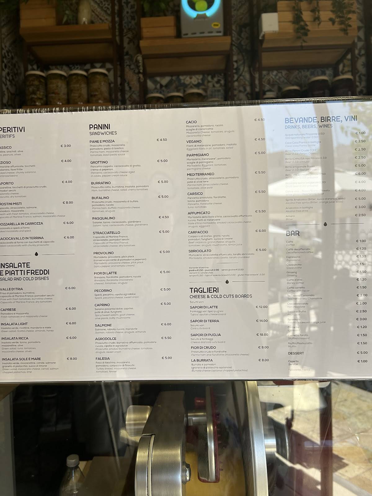 Menu di Paninoteca Pane e Mozza - casari e salumieri 