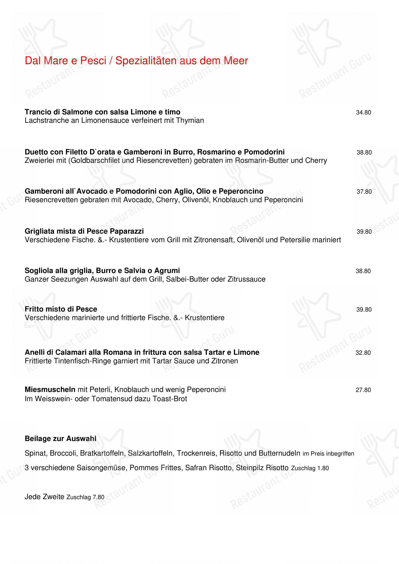 Menu bar per PAPARAZZI Restaurant Pizzeria Bar in Bülach