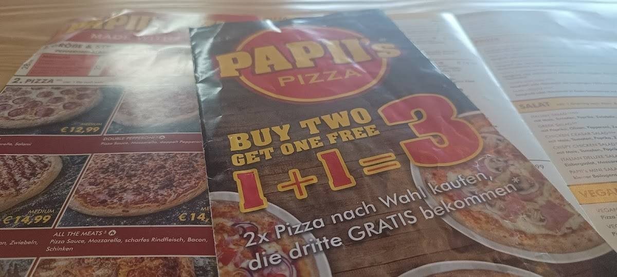 Menu de Papii’s Pizza