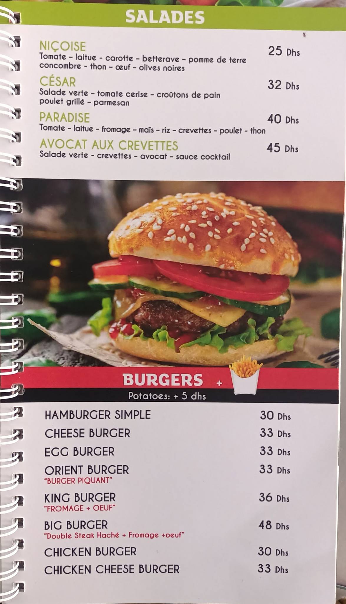 Menu de Paradise
