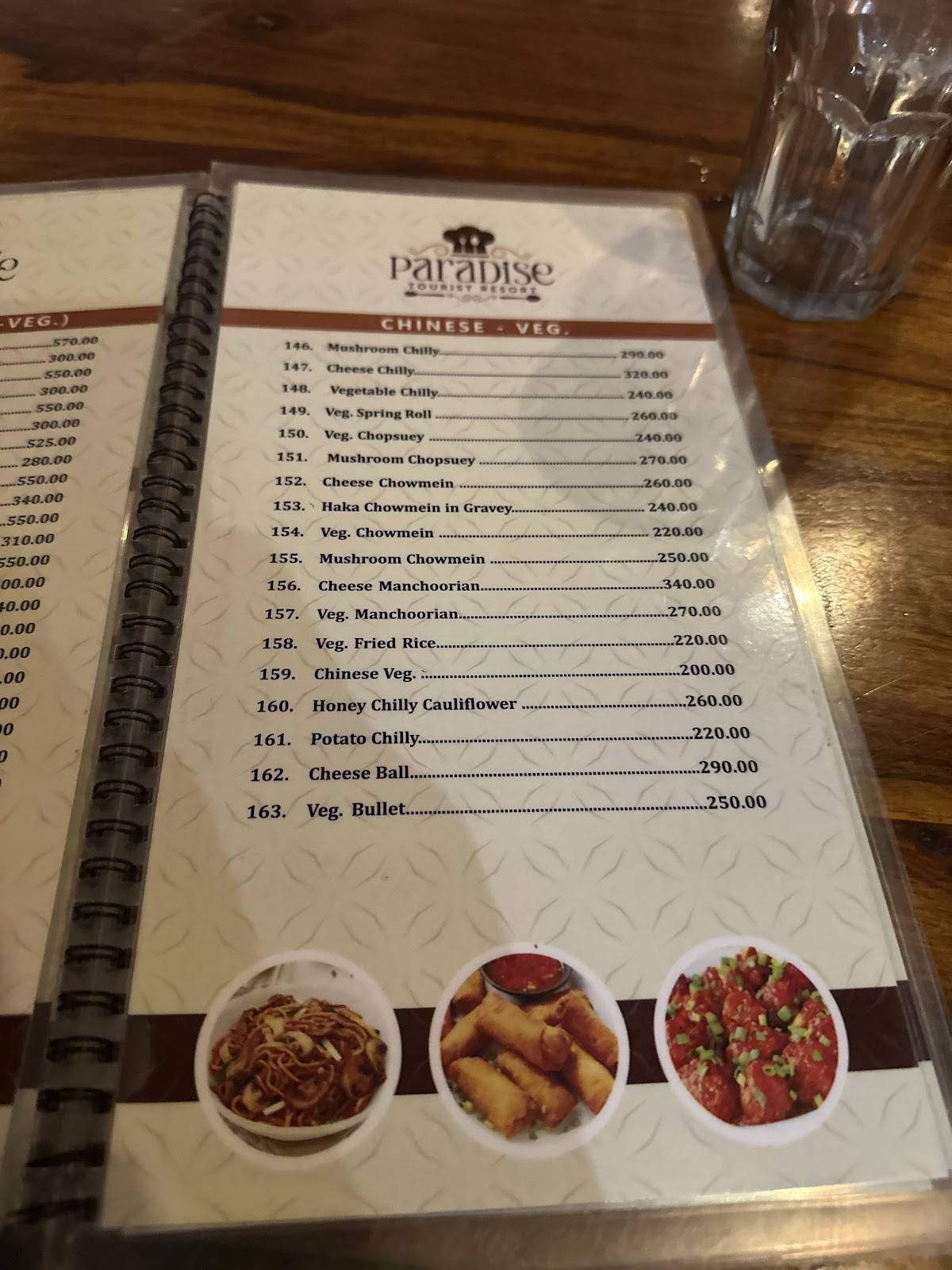 Paradise Resort menu