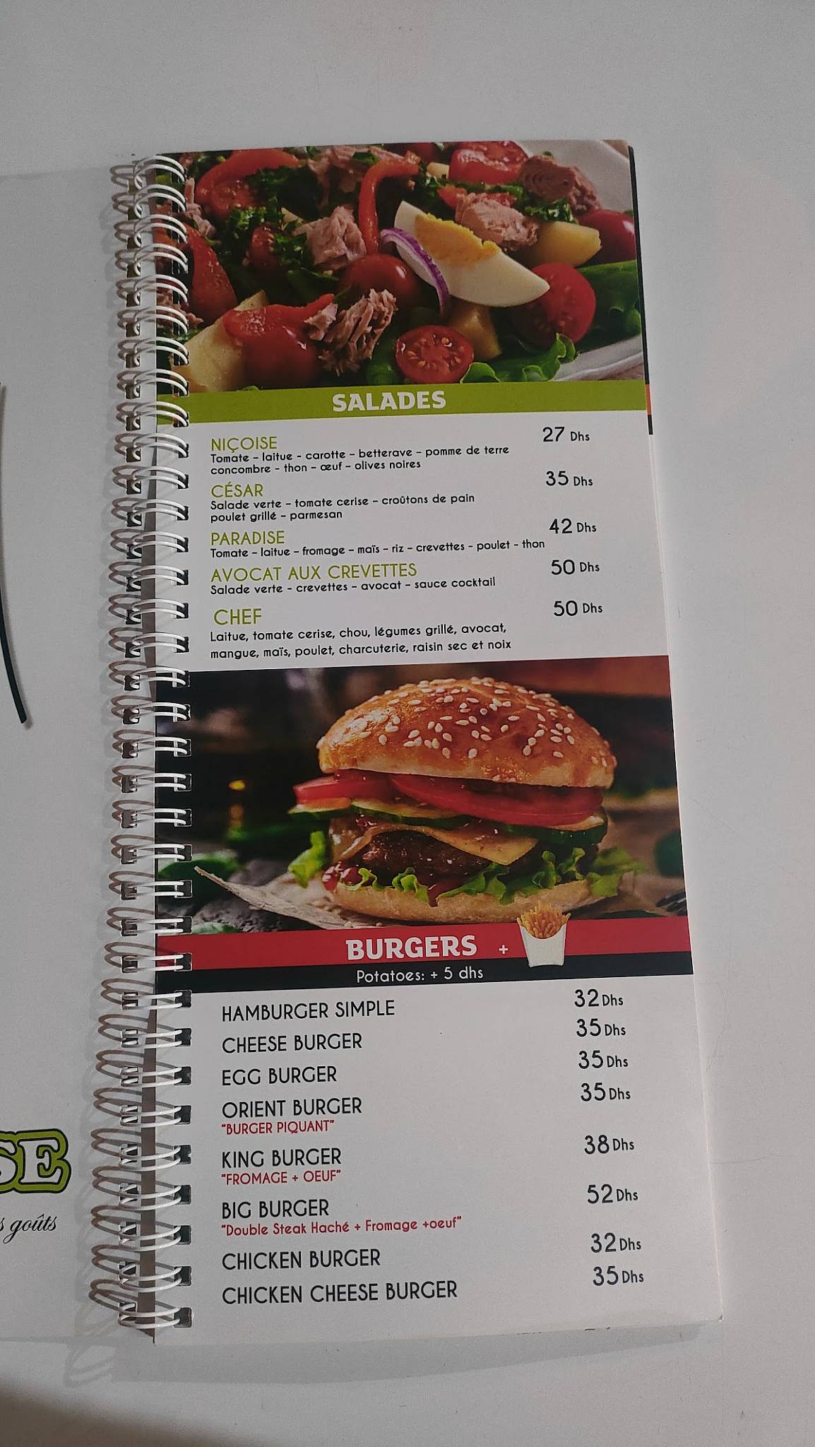 Menu de Paradise