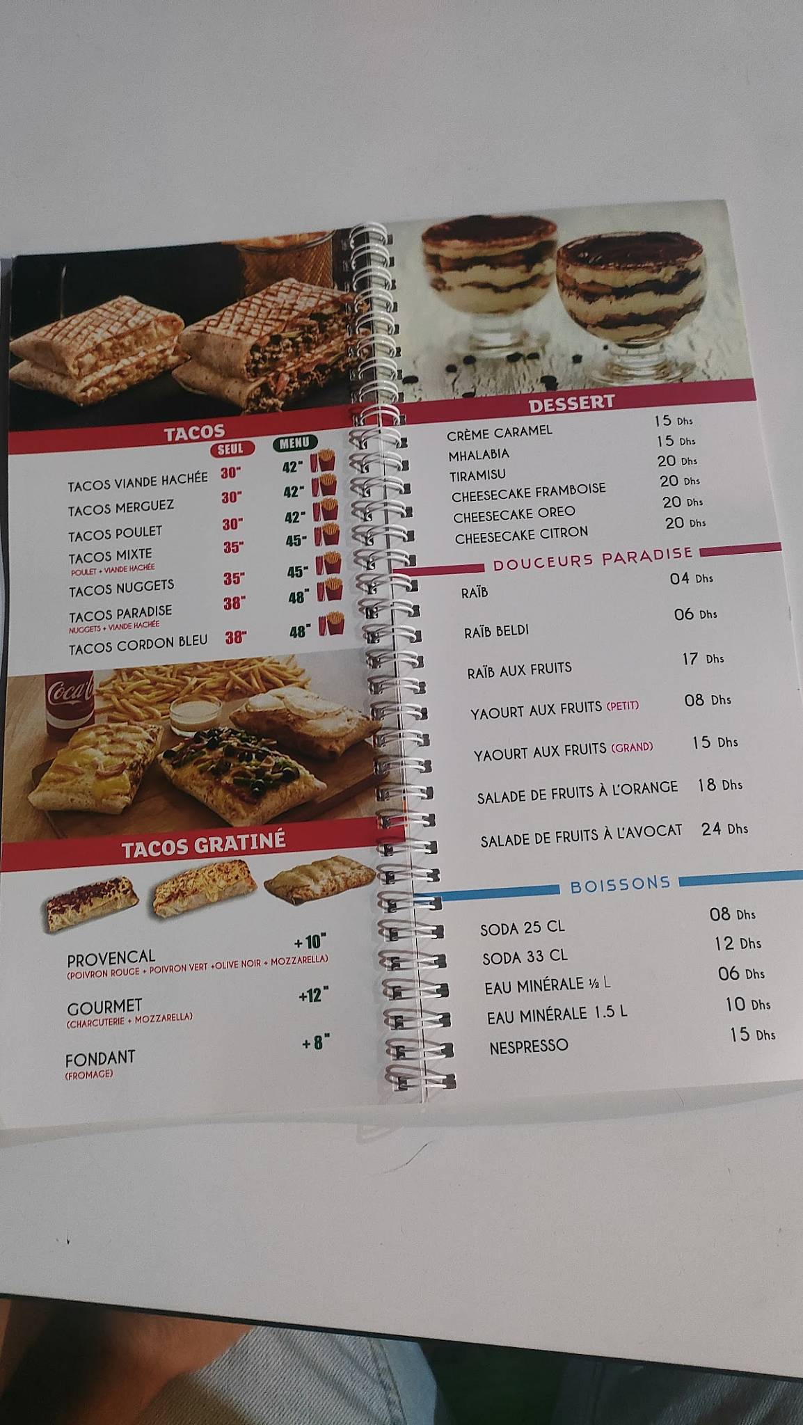 Menu de Paradise