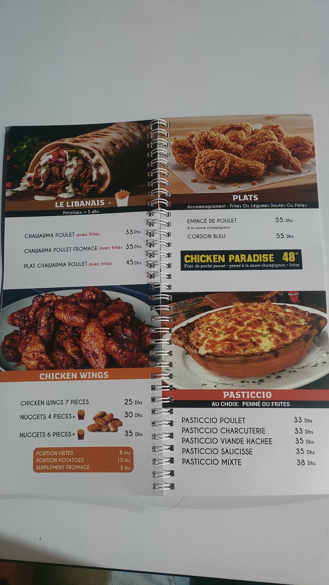 Menu de Paradise