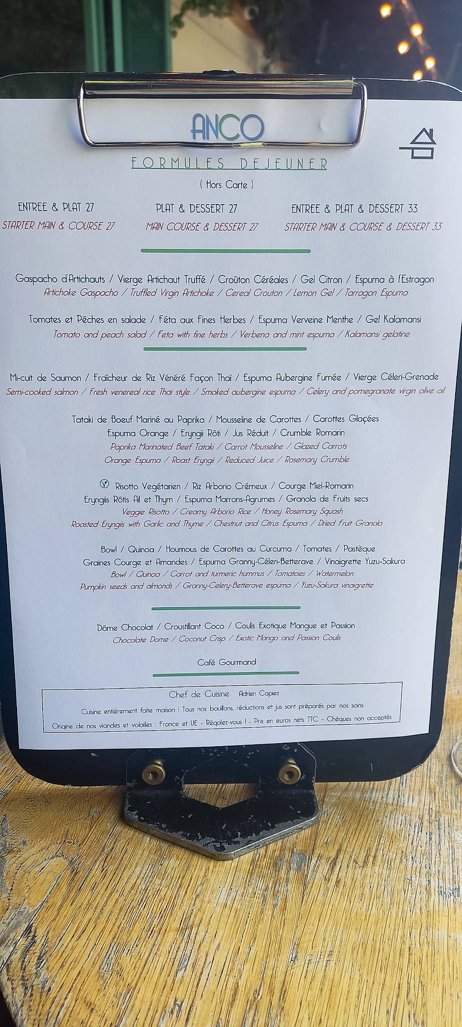 Menu de ANCO